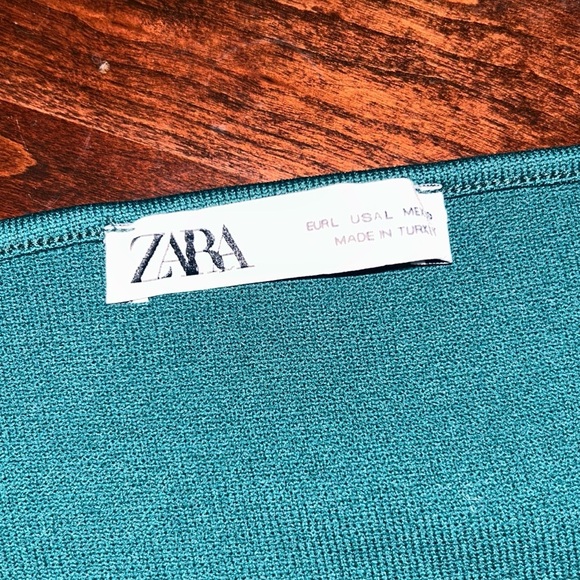 Zara Square Neck Cropped Long Sleeve Top Green - Picture 2 of 2